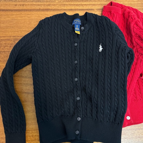 Polo Ralph Lauren Little Girl's Mini-Cable Cotton Cardigan Classic Red Sz 7 - Picture 2 of 5
